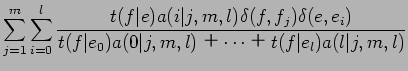 $\displaystyle \sum_{j=1}^{m} \sum_{i=0}^{l}
\frac{t(f\vert e)a(i\vert j,m,l)\de...
...})}{t(f\vert e_{0})a(0\vert j,m,l)
$B!\(B \cdots $B!\(B t(f\vert e_{l})a(l\vert j,m,l)}$