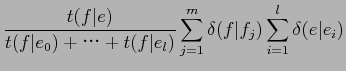 $\displaystyle \frac{t(f\vert e)\alpha(i\vert j,m,l)\delta(f\vert f_{j})\delta(e...
...{j}\vert e_{0})\alpha(0\vert j,m,l)+$B!D(B+t(f_{j}\vert e_{l})\alpha(l\vert j,m,l)}$