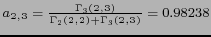 $ a_{2,3}=\frac{\Gamma_3(2,3) }{\Gamma_2(2,2) + \Gamma_3(2,3) } = 0.98238 $